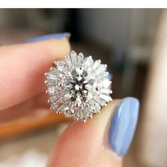 New  large cz cluster sterling silver ring - Picture 4 of 12